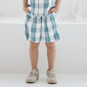 【おそろい】ブロックチェックハーフパンツ