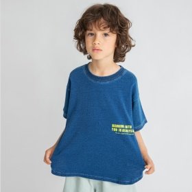 インディゴ天竺ラウンドヘムTシャツ