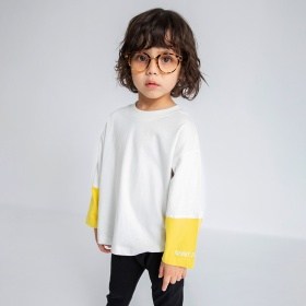 【プチプラ】袖配色切替長袖Tシャツ