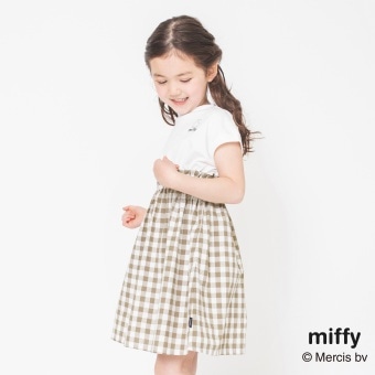 【Miffy/ミッフィー】ドット柄/ギンガムチェックドッキングワンピース