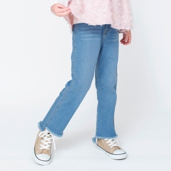 【よりどり割10%対象】【こだわりDENIM】フリンジ加工ロングパンツ