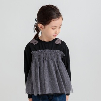チュールドッキング長袖Ｔシャツ