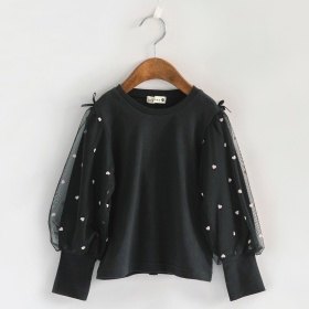 袖チュール長袖Tシャツ