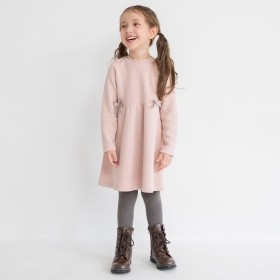 【あったか】ウエストリボン裏起毛ワンピース