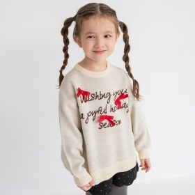 【マシンウォッシャブル】リボンモチーフロゴニット