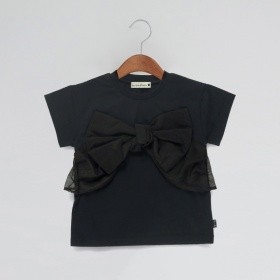 【予約商品】【b.+A】金子綾/リボンドッキング半袖Tシャツ_