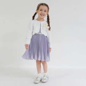 【予約商品】【フォーマル】ジャケット＋裾プリーツワンピース＋コサージュ　３点セット