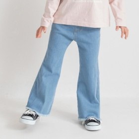 裾フリンジフレアデニムパンツ