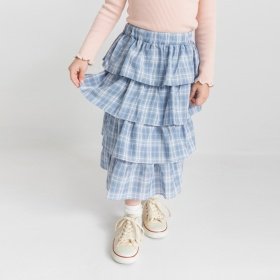 チェックティアードロングスカート