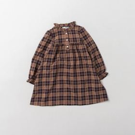 【WEB先行】チェック柄胸切替ワンピース