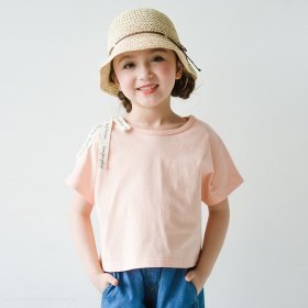 ロゴテープリボン肩あきTシャツ