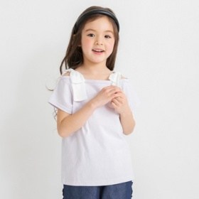 肩リボン半袖Tシャツ