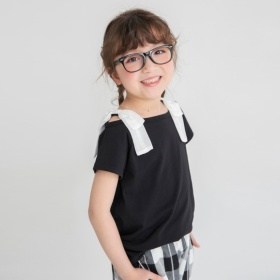 肩リボン半袖Tシャツ