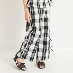 【おそろい】ブロックチェックリボンパンツ