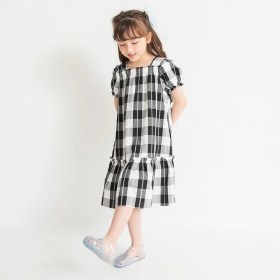 【おそろい】ブロックチェックワンピース