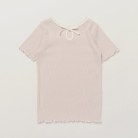 【吸水速乾】リボン付きテレコ半袖Tシャツ