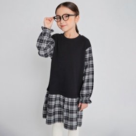 チェック柄切り替えワンピース