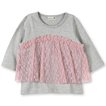 レース重ね着風7分袖Tシャツ