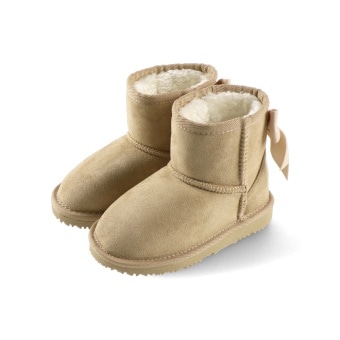 UGG ピンクベージュ リボンブーツ