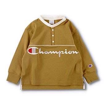 【 Champion/チャンピオン 】バンドカラー長袖Tシャツ
