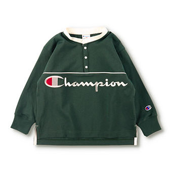 【 Champion/チャンピオン 】バンドカラー長袖Tシャツ