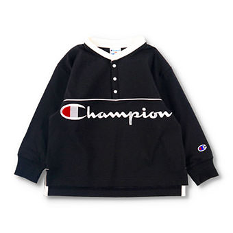 【 Champion/チャンピオン 】バンドカラー長袖Tシャツ