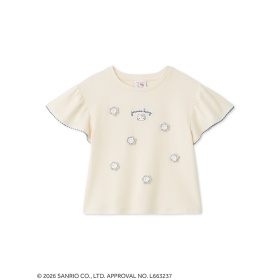 【HELLO KITTY】OCニットモチーフ付き半袖Tシャツ
