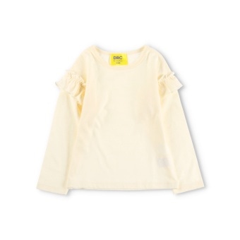 【DRC】肩フリル綿100％長袖Tシャツ ロンT