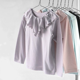 【DRC/やわらか天竺】前後2WAYフリル襟長袖Tシャツ