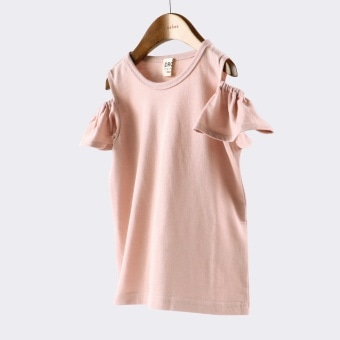 【DRC/やわらか天竺】肩あきフリル半袖Tシャツ