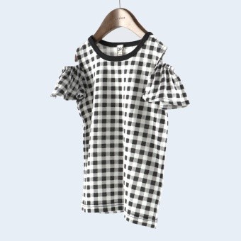 【DRC/やわらか天竺】肩あきフリル半袖Tシャツ