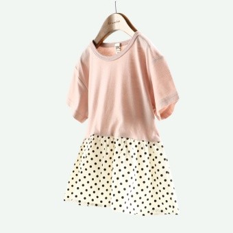 【DRC/やわらか天竺】柄フリル切替半袖Tシャツ
