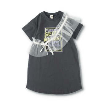【WEB限定/DRC/お肌に嬉しい綿100％】グラフィック半袖Tシャツ+チュールマルチフリルセット