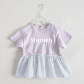 【WEB限定/DRC/綿100％】異素材切替ロゴ半袖Tシャツ