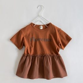 【WEB限定/DRC/綿100％】異素材切替ロゴ半袖Tシャツ
