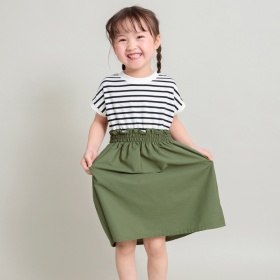 【WEB限定/DRC】ウエスト切替ドッキング半袖ワンピース