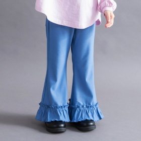 【WEB限定/DRC】裾フリルデニムフレアロングパンツ