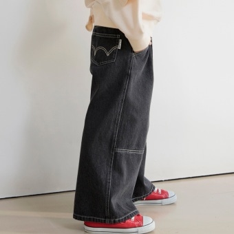 【Ou? by EDWIN】タック入りデニムワイドパンツ_