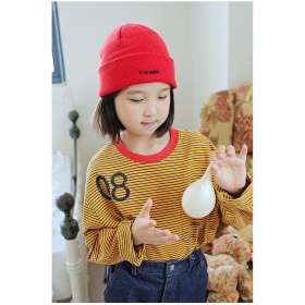 【ピーチーズ】ボーダー フロントポケット リンガー長袖Tシャツ
