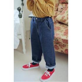 【ピーチーズ】ジュニア 後ろポケット刺しゅう ストレートデニムロングパンツ