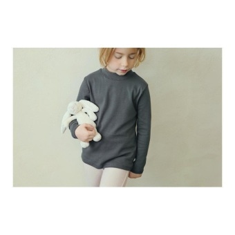 【ビエンナビエン】裾ワンポイント刺しゅう モックネック長袖Tシャツ