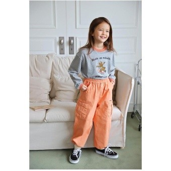 【ピーチーズ】ジュニア キャラクタープリント リンガー長袖Tシャツ