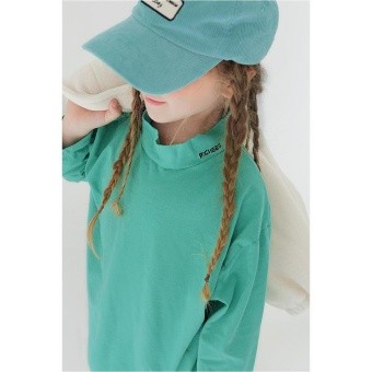 【ピーチーズ】ジュニア ワンポイントロゴ モックネック長袖Tシャツ