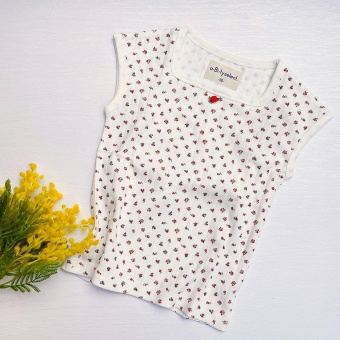 小花柄スクエアネック半袖Ｔシャツ