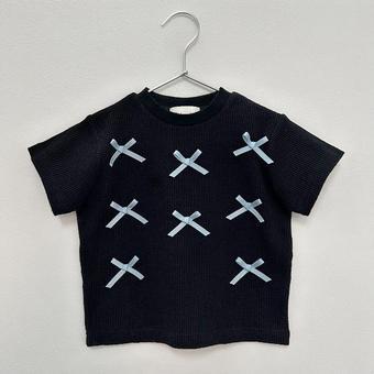 【aBity select./アビティセレクト】【ワッフルシリーズ】サテンリボン半袖Ｔシャツ