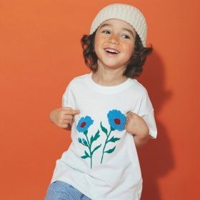 【aBity select./アビティセレクト】サガラ刺繍フラワー半袖Tシャツ