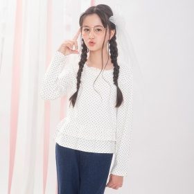 【予約商品】【MELLOW-LY】裾ティアードレイヤード風ロンT