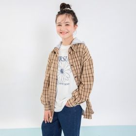【予約商品】【MELLOW-LY】フード取外しチェックシャツ