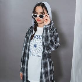 【予約商品】【MELLOW-LY】フード取外しチェックシャツ
