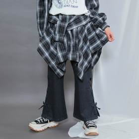 【予約商品】【MELLOW-LY】腰巻き風チェックスカート